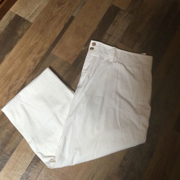 Chaps Ralph Loren White Cropped Slacks Sz 14 - Picture 2 of 11